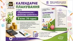 Календарне планування з курсу «Підприємництво і фінансова грамотність» 9 клас НУШ. Підручник: Гургула Т. В., Буяк Р. Р. (19 годин)