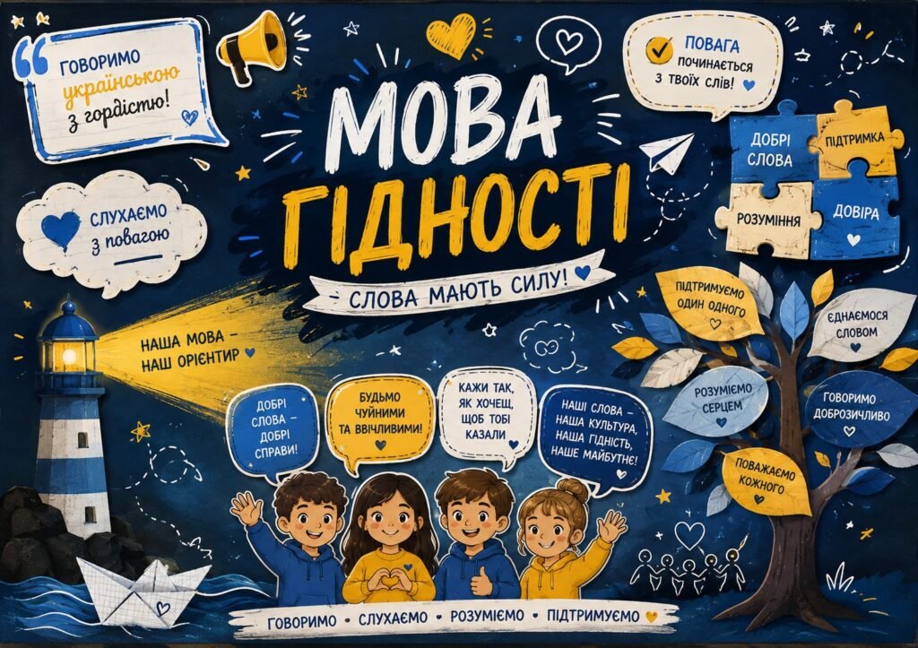 Головне зображення розробки: Оформлення дошки/класу до заняття «Мова гідності!» (День знань) 💙💛