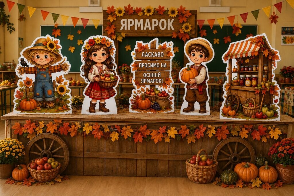 Головне зображення розробки: Фотозона🍂 Ростові фігури до осіннього ярмарку! 🍎🎃