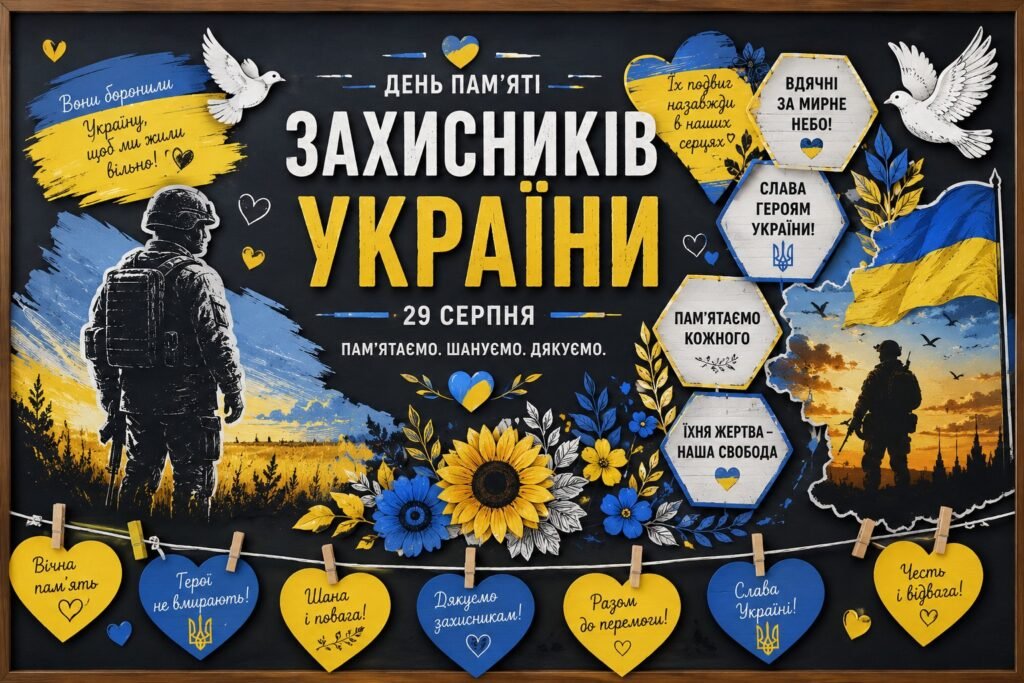 Головне зображення розробки: Оформлення дошки до Дня пам’яті захисників України 💙💛