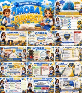 🇺🇦 МЕГАНАБІР «МОВА ГІДНОСТІ» — УСЕ ДЛЯ ПЕРШОГО УРОКУ! (2–6 класи) згідно рекомендацій МОН України (презентація+конспект+оформлення+ роздатковий)