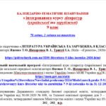 Фото розробки: КАЛЕНДАРНЕ ПЛАНУВАННЯ із ГР. ІНТЕГРОВАНИЙ КУРС ЛІТЕРАТУР(української та зарубіжної) 9 кл. НУШ. ЯЦЕНКО Т.О.(70 год /2 год на тиждень)