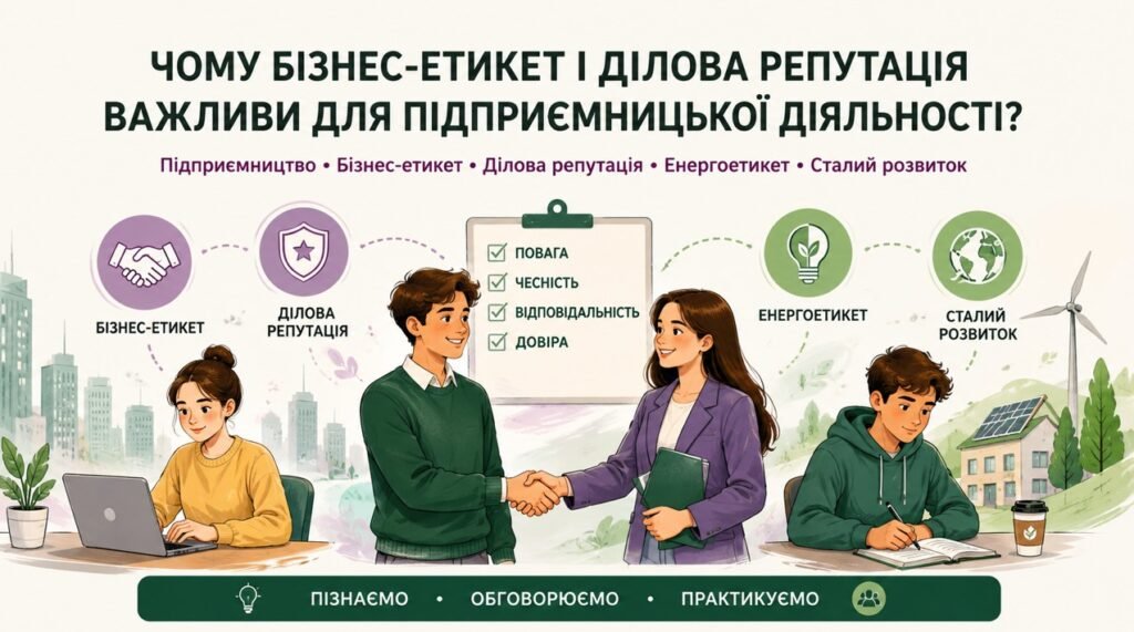 Головне зображення розробки: Презентація “Чому бізнес-етикет і ділова репутація важливі”