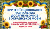 КРИТЕРІЇ ОЦІНЮВАННЯ навчальних досягнень учнів з УКРАЇНСЬКОЇ МОВИ для 5-9 кл.НУШ
