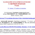 Фото розробки: КАЛЕНДАРНЕ ПЛАНУВАННЯ із ГР. Зарубіжна література 9 кл.НУШ. ВОЛОЩУК Є. В.(53 год / 1,5 год на тиждень)