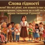 Фото розробки: Перший урок ” Таємниця мови гідності”