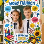 Фоторамка до 1 вересня 2026 «Я обираю мову гідності». Перший урок «Мова гідності». Рамка для фото