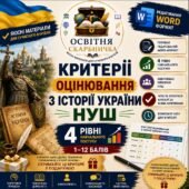 КРИТЕРІЇ ОЦІНЮВАННЯ З ІСТОРІЇ УКРАЇНИ НУШ 4 РІВНЯ НАВЧАЛЬНОГО ПОСТУПУ | ГОТОВИЙ WORD