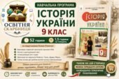 Навчальна програма Історія України 9 клас НУШ — 52 години / 1,5 години на тиждень | за підручником Пометун