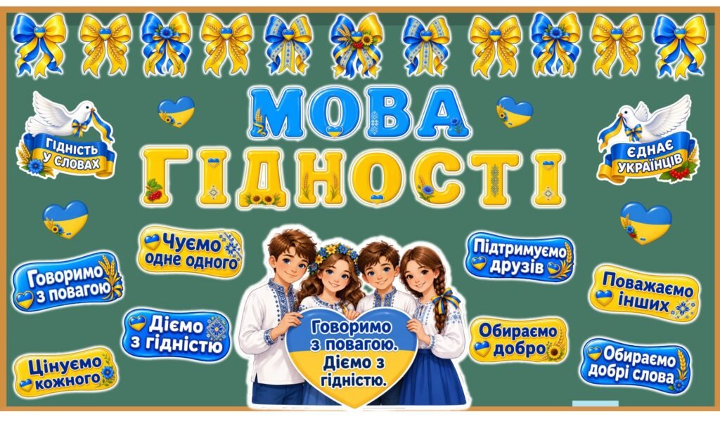 Головне зображення розробки: Оформлення дошки «Мова гідності».