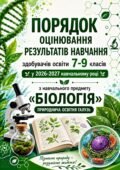 Порядок оцінювання результатів навчання здобувачів освіти 7–9 класів з навчального предмета “Біологія” у 2026–2027 навчальному році