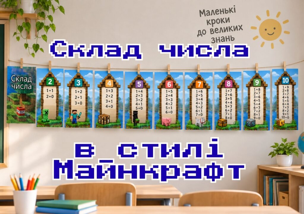 Головне зображення розробки: Склад числа Minecraft