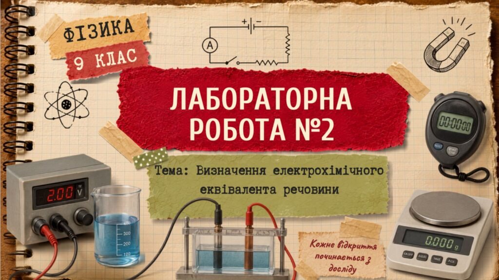Головне зображення розробки: Фізика 9 (НУШ) Лабораторна робота №2 “Визначення електрохімічного еквівалента речовини”
