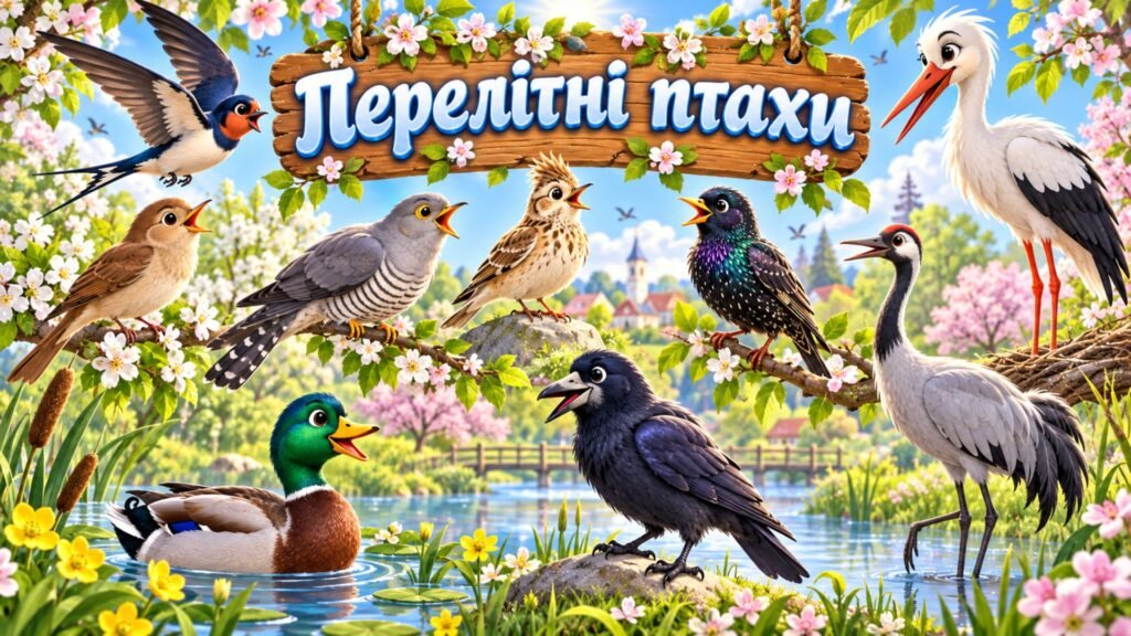 Головне зображення розробки: Дидактичний матеріал “Зимуючі та перелітні птахи”: блок другий “Перелітні птахи”