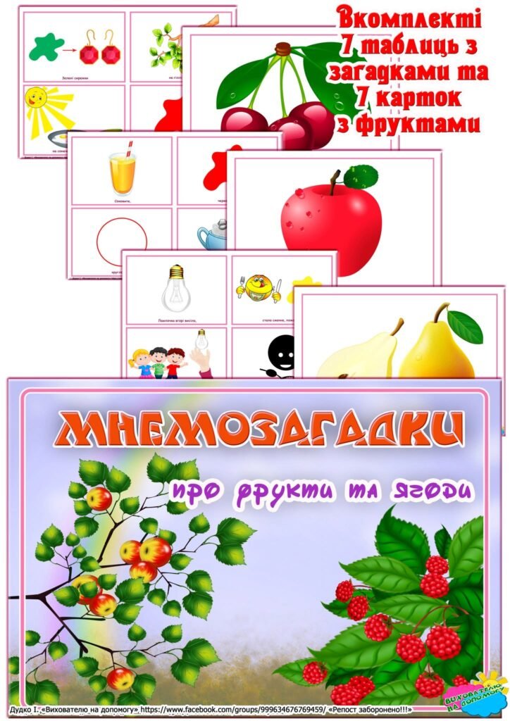 Головне зображення розробки: Мнемозагадки “Фрукти, ягоди”