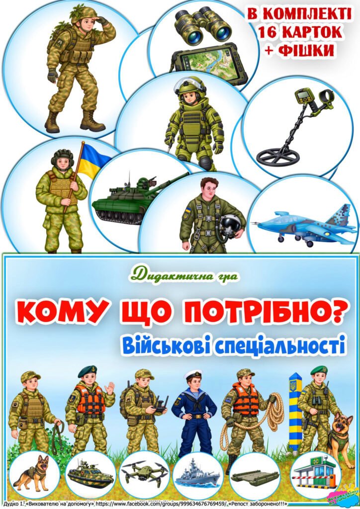 Головне зображення розробки: Дидактична гра “Кому що потрібно? Військові спеціальності”