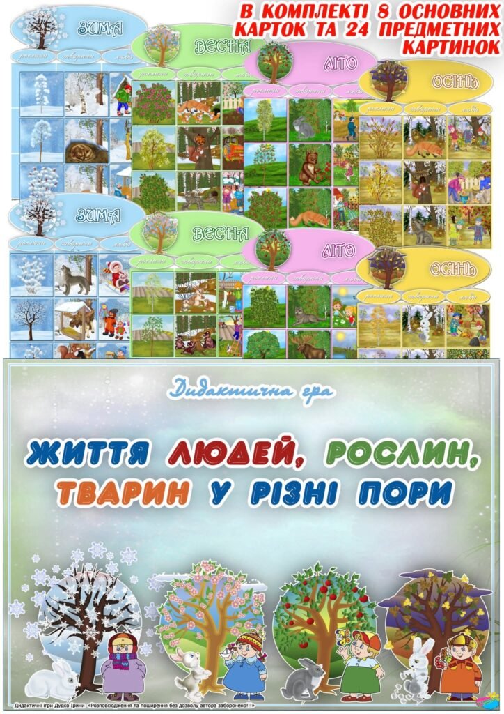 Головне зображення розробки: Дидактична гра “Життя людей, рослин, тварин у різні пори року”