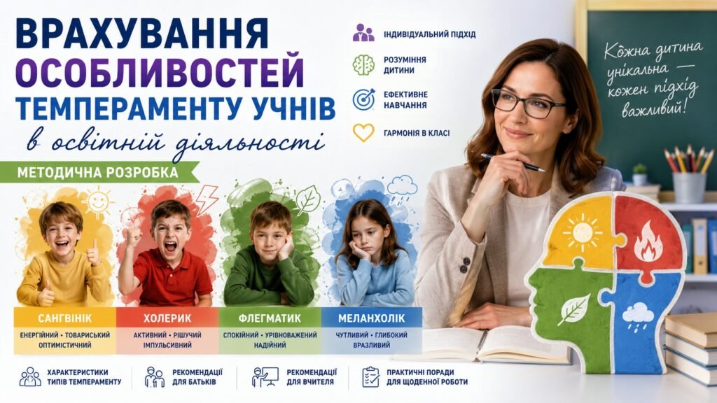 Головне зображення розробки: «Врахування особливостей темпераменту учнів в освітній діяльності»: методична розробка