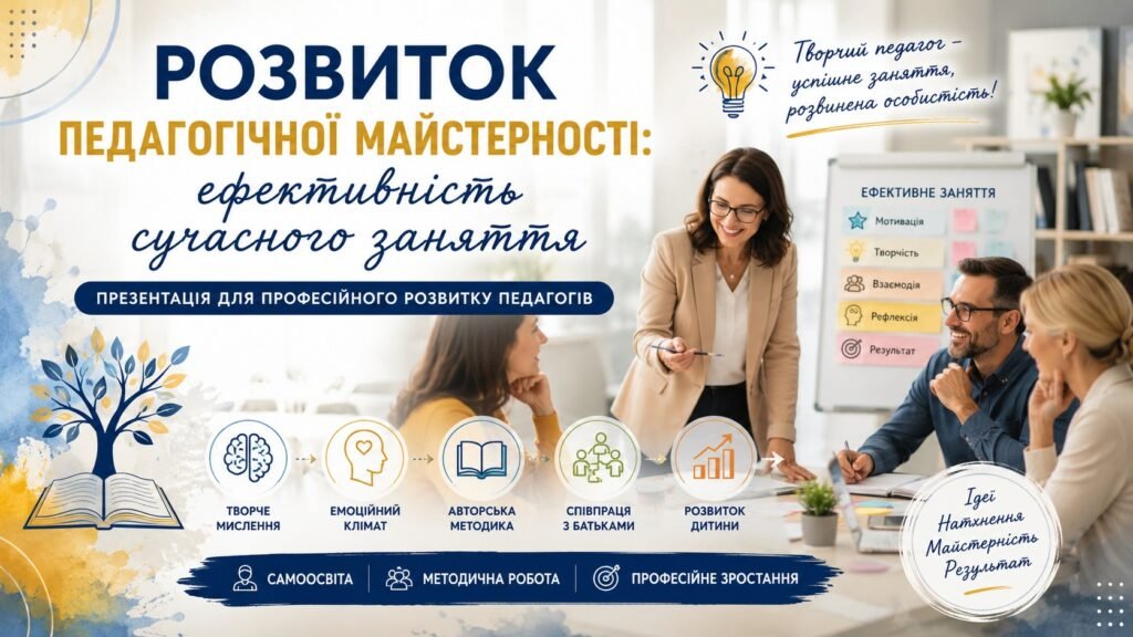 Головне зображення розробки: «Розвиток педагогічної майстерності: ефективність сучасного заняття» — презентація для професійного розвитку педагогів
