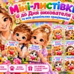 Міні-листівки «З днем ​​вихователя та всіх дошкільних працівників!» для шоколадки або цукерки в форматі А6