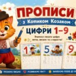 Прописи з Котиком Козаком: цифри 1–9