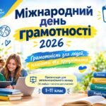 Міжнародний день грамотності 2026 — презентація для загальношкільного заходу (16 слайдів + нотатки для вчителя), 1–11 клас