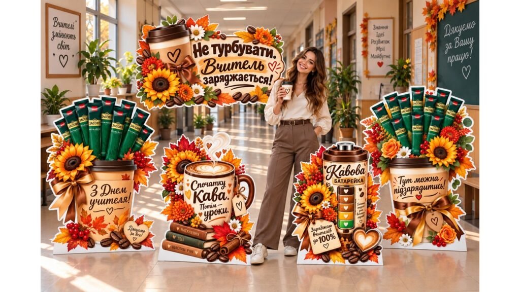 Головне зображення розробки: ☕🍂 МЕГАНОВИНКА! КАВОВА ФОТОЗОНА ДО ДНЯ ВЧИТЕЛЯ! 🍂☕