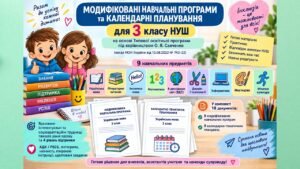 Модифіковані навчальні програми та календарні планування для 3 класу НУШ | 9 предметів | ООП, 4, 5 рівень підтримки | О. Я. Савченко