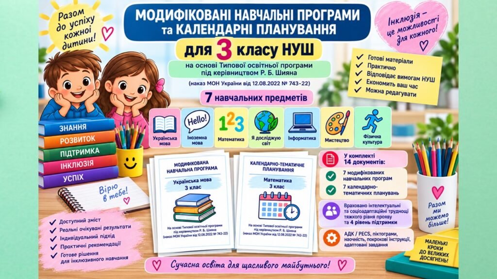 Головне зображення розробки: Модифіковані навчальні програми та календарні планування для 3 класу НУШ | ООП | Р. Б. Шиян