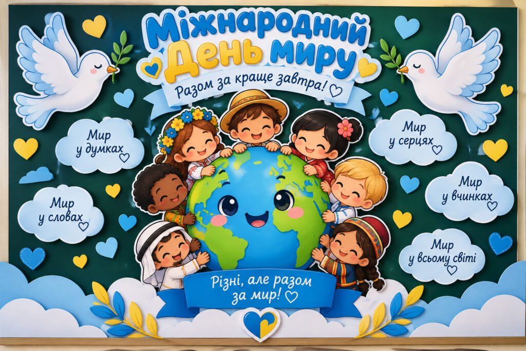 Головне зображення розробки: 🕊️ Оформлення класу/дошки до Міжнародного дня миру | Велика тематична дошка