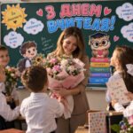 Фото розробки: 🌸 Оформлення дошки до Дня вчителя «Дякуємо за велике серце!»