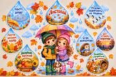 🍂 Осінні ознаки — оформлення для дитячого садочка «Осінь під парасолькою» 🌧️