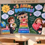 Фото розробки: 🌸 Оформлення дошки до Дня вчителя «Дякуємо за велике серце!»