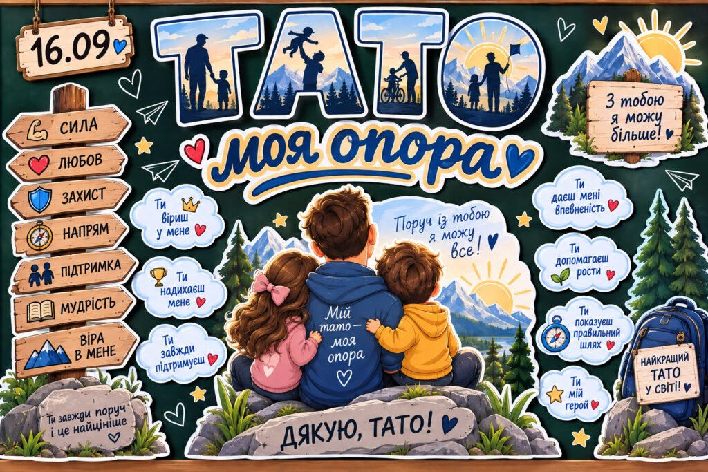 Головне зображення розробки: 💙 Оформлення до Дня тата «Тато — моя опора» (16 вересня)