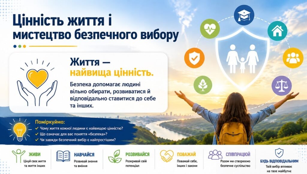 Головне зображення розробки: Презентація “Цінність життя і мистецтво безпечного вибору” 9 клас