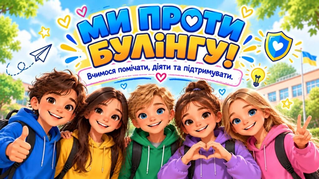 Головне зображення розробки: «Міжнародний день протидії булінгу — «Ми проти булінгу!» Презентація, конспект, 3 робочі аркуші та творча робота «Долонька допомоги»