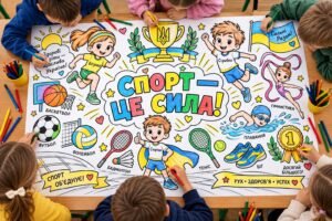 Мегарозмальовка до Олімпійського тижня «Спорт — це сила!» 1, 4, 9, 16 аркушів.