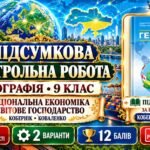 Підсумкова контрольна робота з географії «Національна економіка і світове господарство». 9 клас. Кобернік, Коваленко