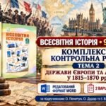 Комплексна контрольна робота з теми «Держави Європи та Америки у 1815–1870 рр.» — 9 клас НУШ, 2 варіанти за ГР1–ГР