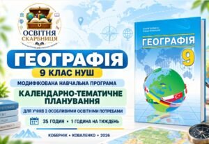 Географія. 9 клас НУШ — модифікована навчальна програма та КТП для учнів з ООП (35 годин) | Кобернік, Коваленко, 2026