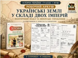 Українські землі у складі двох імперій — робочий аркуш, 9 клас НУШ за підручником О. Пометун, Н. Гупана, О. Дудар і П. Мороза («Освіта», 2026)