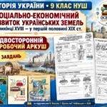 Соціально-економічний розвиток українських земель наприкінці XVIII — у першій половині XIX ст. — двосторонній робочий аркуш, 9 клас НУШ за підручникам