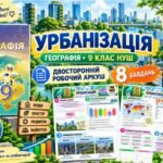 Урбанізація — робочий аркуш із географії, 9 клас НУШ за підручником Запотоцького та співавторів