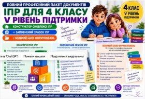Конструктор та заповнений зразок оновленої ІПР; 4 клас, 5 рівень підтримки (пакет документів)