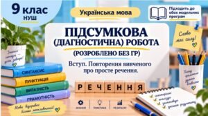 9 клас. Підсумкова (діагностична) робота “Повторення. Просте ускладнене речення” 2 варіанти (без ГР)