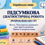 9 клас. Підсумкова (діагностична) робота “Повторення. Просте ускладнене речення. Пряма й непряма мова” 2 варіанти (без ГР)