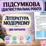 9 клас НУШ. Підсумкова (діагностувальна) робота “Література модернізму” МНП Яценко; підручник Яценко; 2 варіанти (без ГР)!