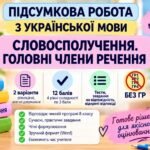 8 клас. Підсумкова (діагностична) робота з укр. мови “Словосполучення. Головні члени речення” МНП Заболотного; 2 варіанти; БЕЗ ГР!!!
