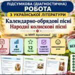 6 клас. Підсумкова (діагностична) робота з укр. л-ри “Календарно-обрядові пісні. Колискові пісні” МНП Архипової; 2 варіанти; БЕЗ ГР!!!