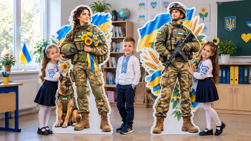 Головне зображення розробки: Ростові фігури «ЗАХИСНИК ТА ЗАХИСНИЦЯ УКРАЇНИ» висота 1.66 м, 1.39 м та 1.11 м